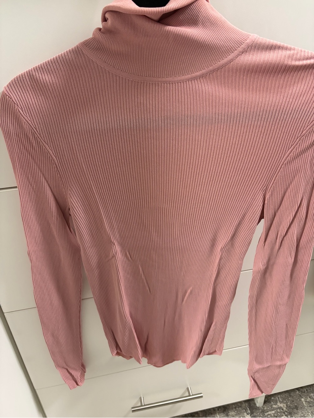 Zara Ribbed Roll-Neck Long Sleeve Top - Dusty Rose